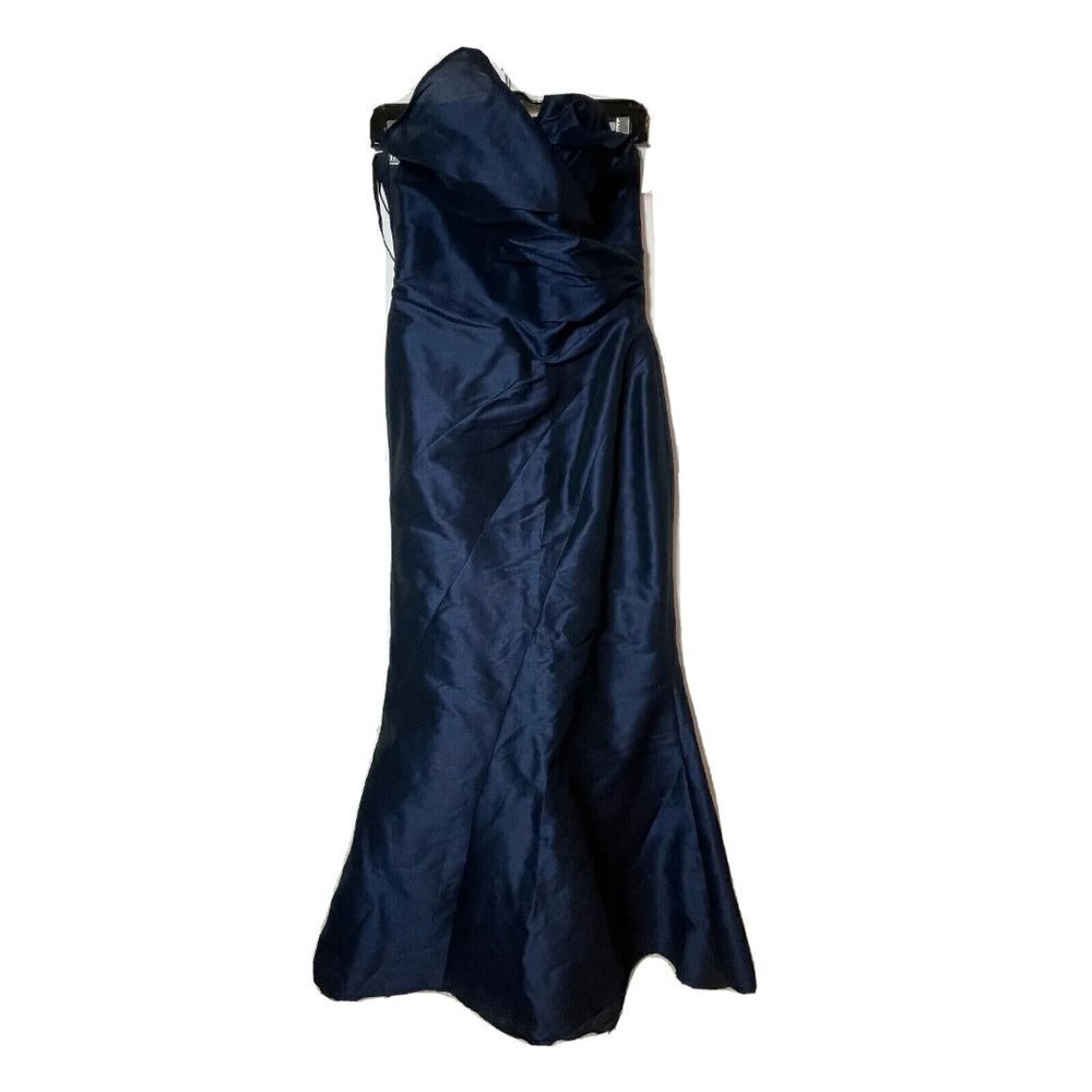 Alvina Valenta Maids‎ Strapless Mermaid Gown Dress Navy 8 Vintage Ruched Side
